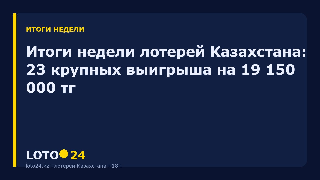 Итоги недели лотерей Казахстана: 23 крупных выигрыша на 19 150 000 ₸