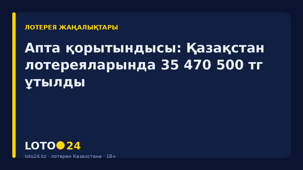 Апта қорытындысы: Қазақстан лотереяларында 35 470 500 ₸ ұтылды